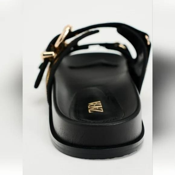 ZARA ANIMAL EMBOSSED LEATHER SLIDES - Picture 5 of 6